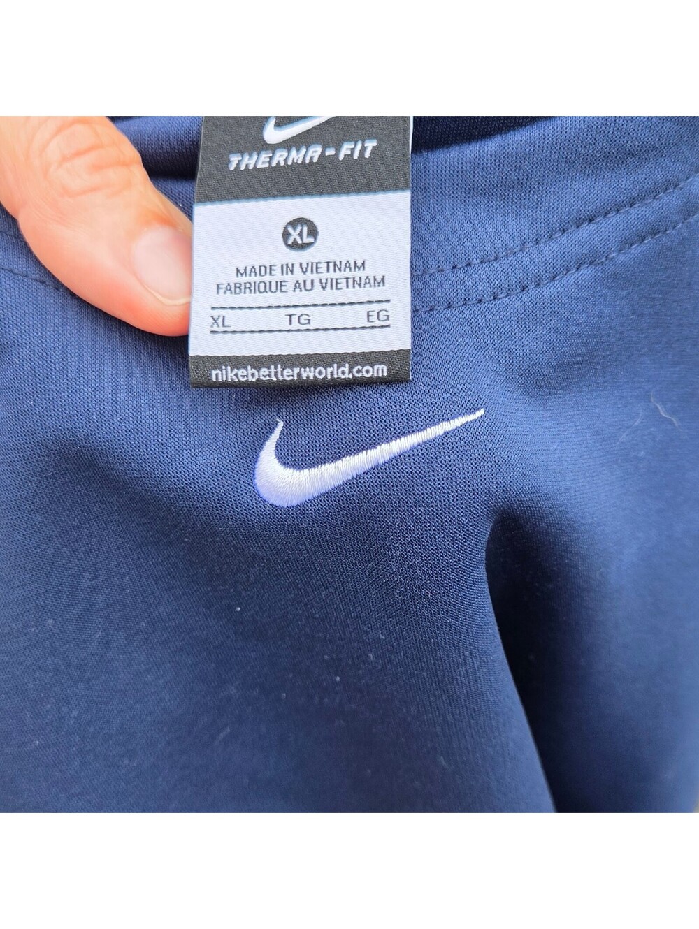 Vintage 2001 Nike Center Swoosh Crewneck XL - Ribbed Navy - Picture 6 of 9